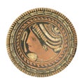 Patera. A terracotta plate decorated with the Ã¢â¬Åred figureÃ¢â¬Â style. Magna Graecia Royalty Free Stock Photo